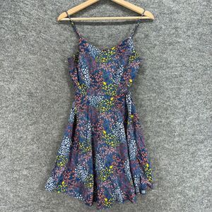 Old Navy Dress Women M Medium Blue Floral Sheath Midi V-Neck Sleeveless Lined